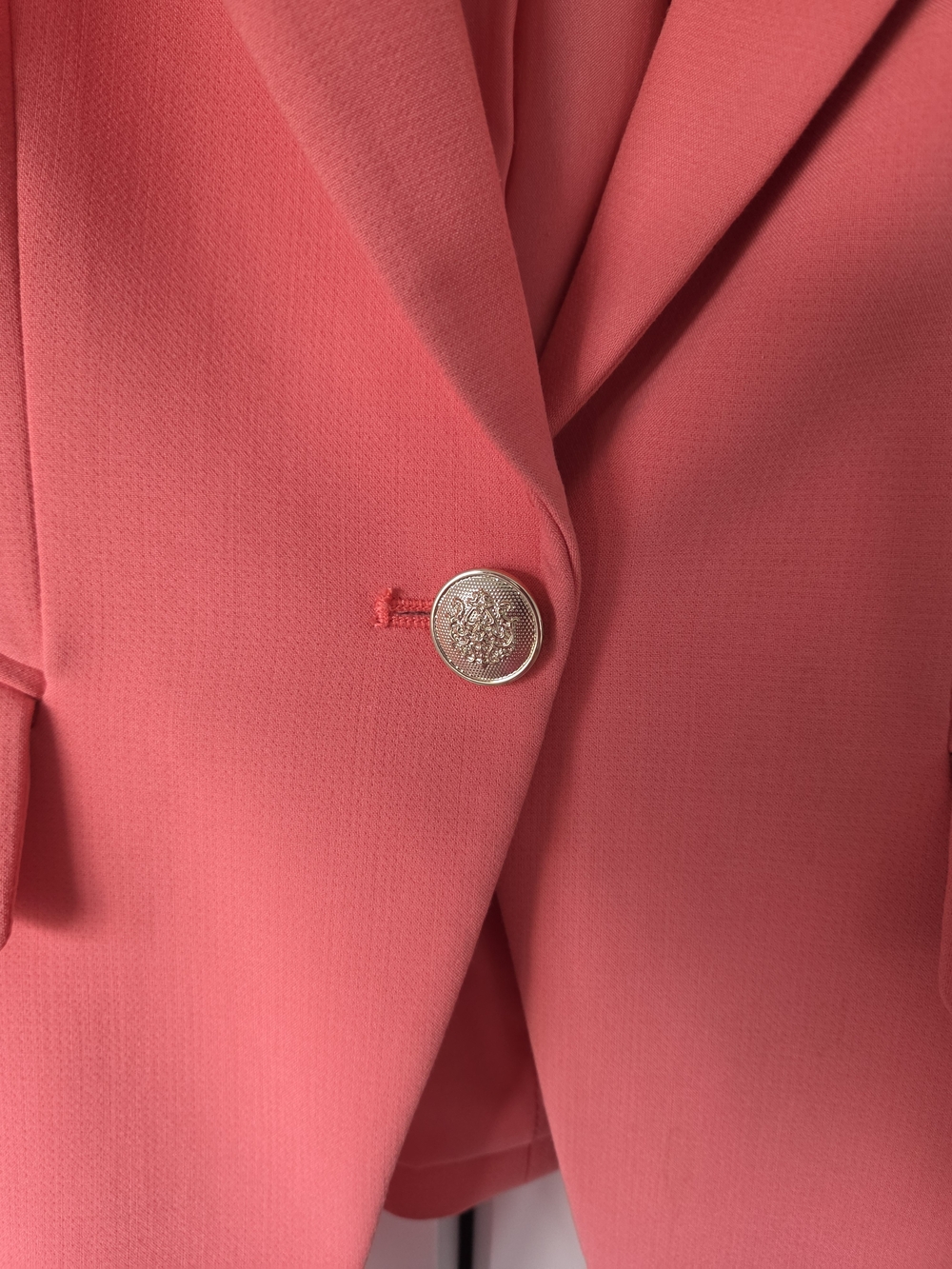 White House Black Market Coral Single Gold Button Blazer - Picture 2 of 5